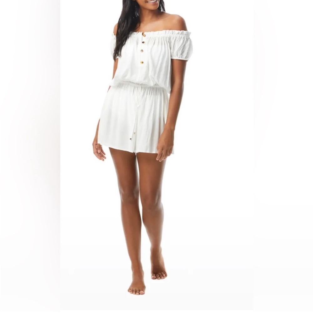 Kate Spade New York Off The Shoulder White Swim Romper